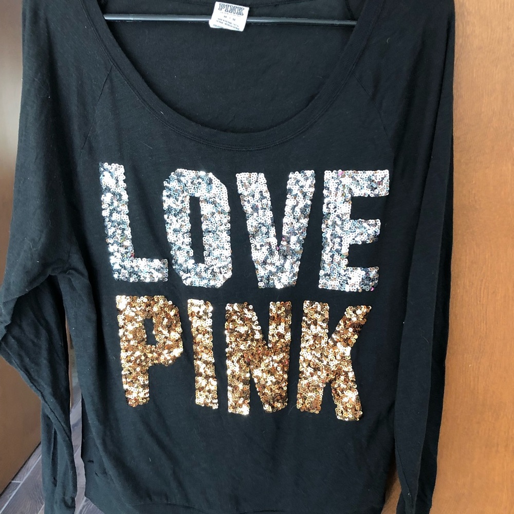 PINK Black Long-sleeve shirt